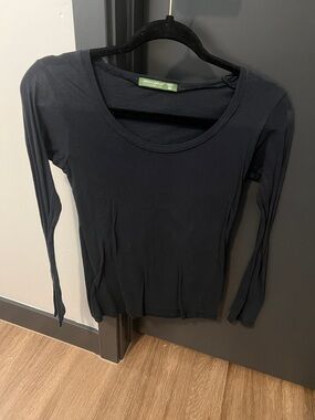 Alternative Black Long Sleeve Scoop Neck Top